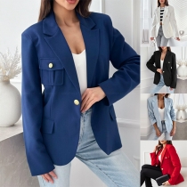 Fashion Notch Lapel Long Sleeve Blazer