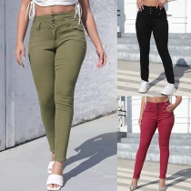 Fashion Button High-rise Skinny Jeans