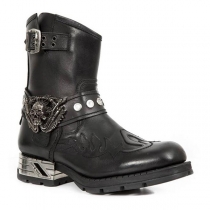 Punk Style Rivet Skull Block Heeled Buckle Artificial Leather PU Boots for Men