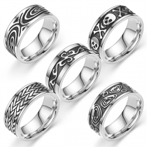 Men's Vintage Style Engraved  Titanium Steel Ring