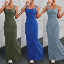 Fashion Square Neck Sleeveless Maxi Dress