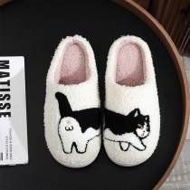Fashion Cartoon Cat Printed Warm Plush Slipper
