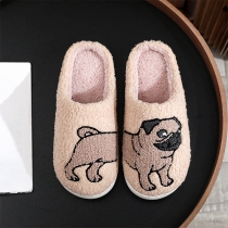 Fashion Pug Dog Printed Warm Plush Slipper