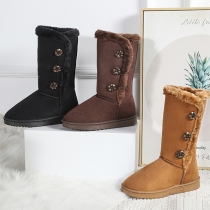 Vintage Side Button Plush Lined Snow Boots