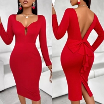 Sexy Bling-bling Off-the-shoulder Front Ruched Back Cutout Mini Dress