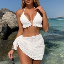 Sexy Halter Neck Three-piece Lace Lingerie Set