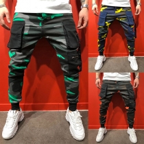 Street Fashion Camouflage Printed Patch Pockets Pants for Men