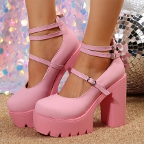 Fashion Strappy Platform Block Heeled Sandals