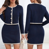 Fashion Two-piece Set Consist of Crop Jacket and Skirt