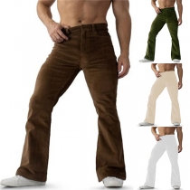 Fashion Solid Color Corduroy Straight-cut Pants for Men