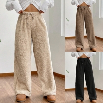 Fashion Plush Warm Straight-cut Pants