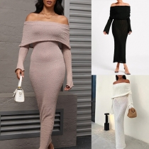 Sexy Off-the-shoulder Long Sleeve Bodycon Maxi Dress