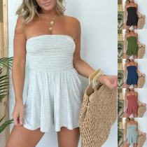 Sexy Solid Color Strapless Romper