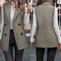 Fashion Notch Lapel Double-breasted Sleeveless Blazer