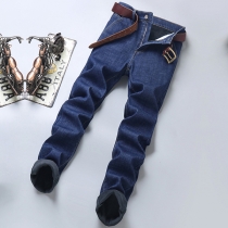 Fashion Warm Plush Lined Skinny Denim Jeans for Men