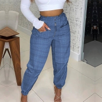 Street Fashion High-rise Patch Pockets Pants