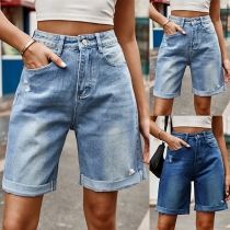 Fashion Old-washed Denim Shorts for Women