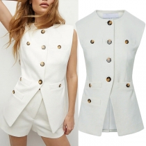 Fashion Multi Button Sleeveless Vest