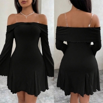 Sexy Off-the-shoulder Trumpet Long Sleeve Mini Dress