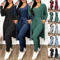 Fashion Two-piece Set Consist of Jumpsuit and Cardigan