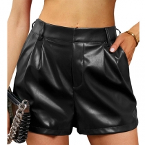 Fashion Artificial Leather PU Shorts