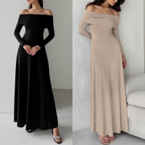 Fashion Off-the-shoulder Long Sleeve Maxi Dress