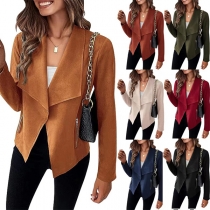 Fashion Solid Color Lapel Long Sleeve Jacket