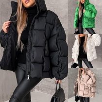 Fashion Stand Collar Long Sleeve Quilted Coat