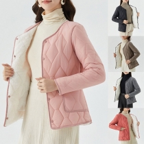 Fashion Long Sleeve Quilted Warm Plush Lined Jacket