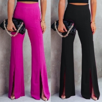 Fashion High-rise Front Slit Wide-leg Pants