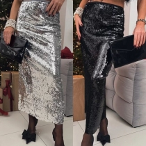 Fashion Sequin High-rise Skinny Skirt