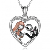 Punk Style Rhinestone Heart Pendant Necklace