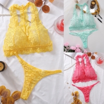 Sexy Sweet Semi-through Lace Two-piece Lingerie Set