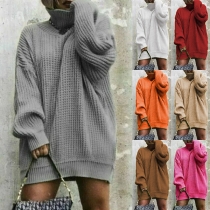 Fashion Turtleneck Long Sleeve Knitted Sweater