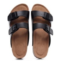 Fashion Buckle Artificial Leather PU Slippers