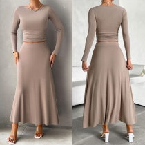 Fashion Two-piece Set Consist of Crop Top and Maxi Skirt