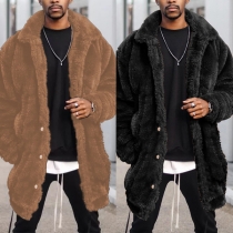 Fashion Long Sleeve Front Button Plush Jacket for Men