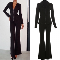 Fashion Two-piece Set Consist of Jacket and Flare Pants