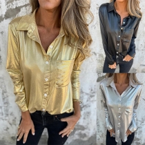 Fashion Bright Color Gold/Silver Polo Shirt