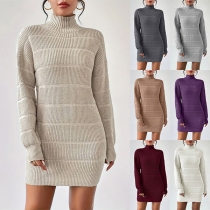Fashion Turtleneck Long Sleeve Sweater Dress