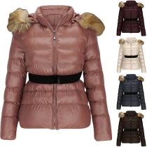Fashion Stand Collar Detachable Floky Short Hoodie Coat