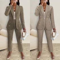 Fashion Printed Two-piece Suit Set Consist of Lapel Blazer and Pants