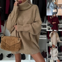 Street Fashion Turtleneck Long Sleeve Knitted Sweater