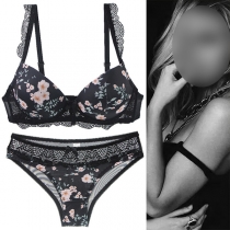 Sexy Leopard Printed Lace Spliced Two-piece Lingerie Set