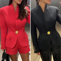 Elegant Long Sleeve Slim-fit Blazer