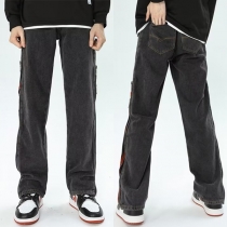 Street Fashion Side Zipper Straight-cut Denim Jeans
