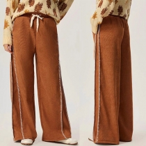 Casual Drawstring Elastic Waist Side Stripe Loose Pants