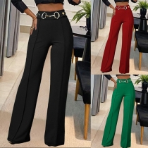 Fashion Solid Color Straight-cut Pants