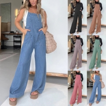 Fashion Patch Pockets Straight-cut Jumpsuit