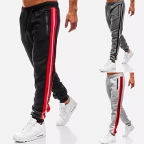 Fashion Side Stripe Drawstring Elastic Waist Sweatpants for Men
